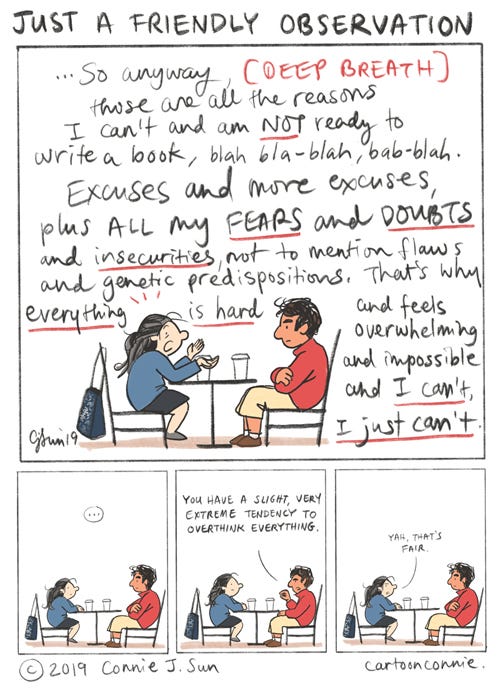 creativity, anxiety, sketchbook, journal comics, connie sun, cartoonconnie, talk therapy, humor