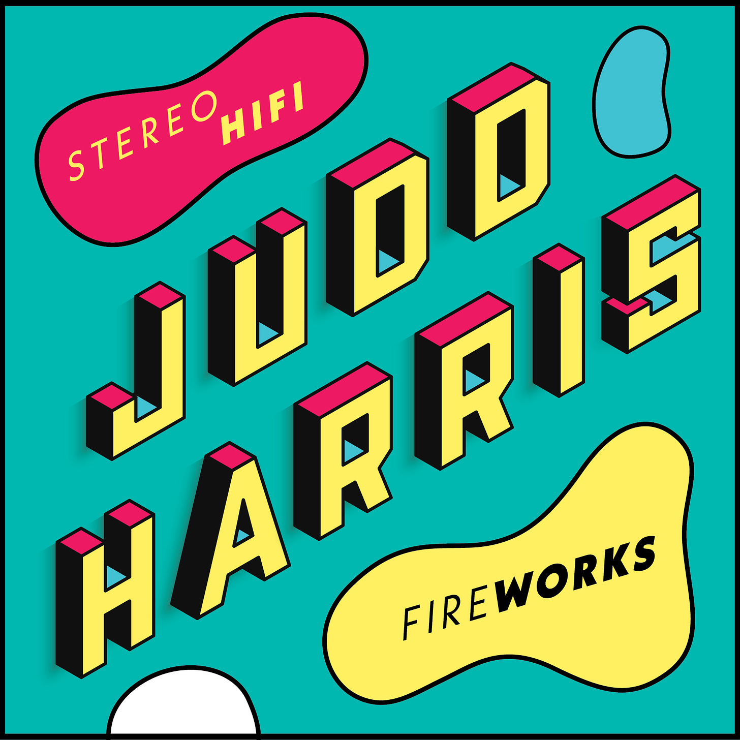 The cover art for "Fireworks" by Judd Harris. A very fun, eighties design.