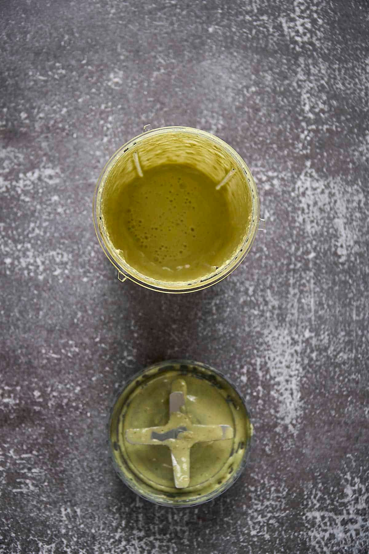 vegan tahini salad dressing in a blender