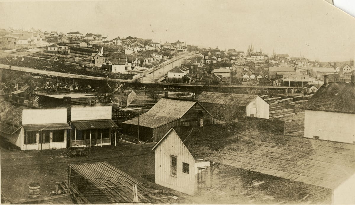 This photo from the 1890s shows New West's west side, including Chinatown.
