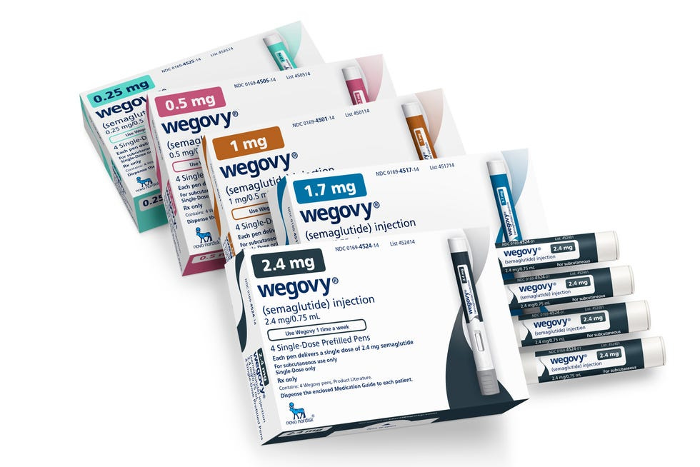This image provided by Novo Nordisk shows packaging for the company's Wegovy drug.