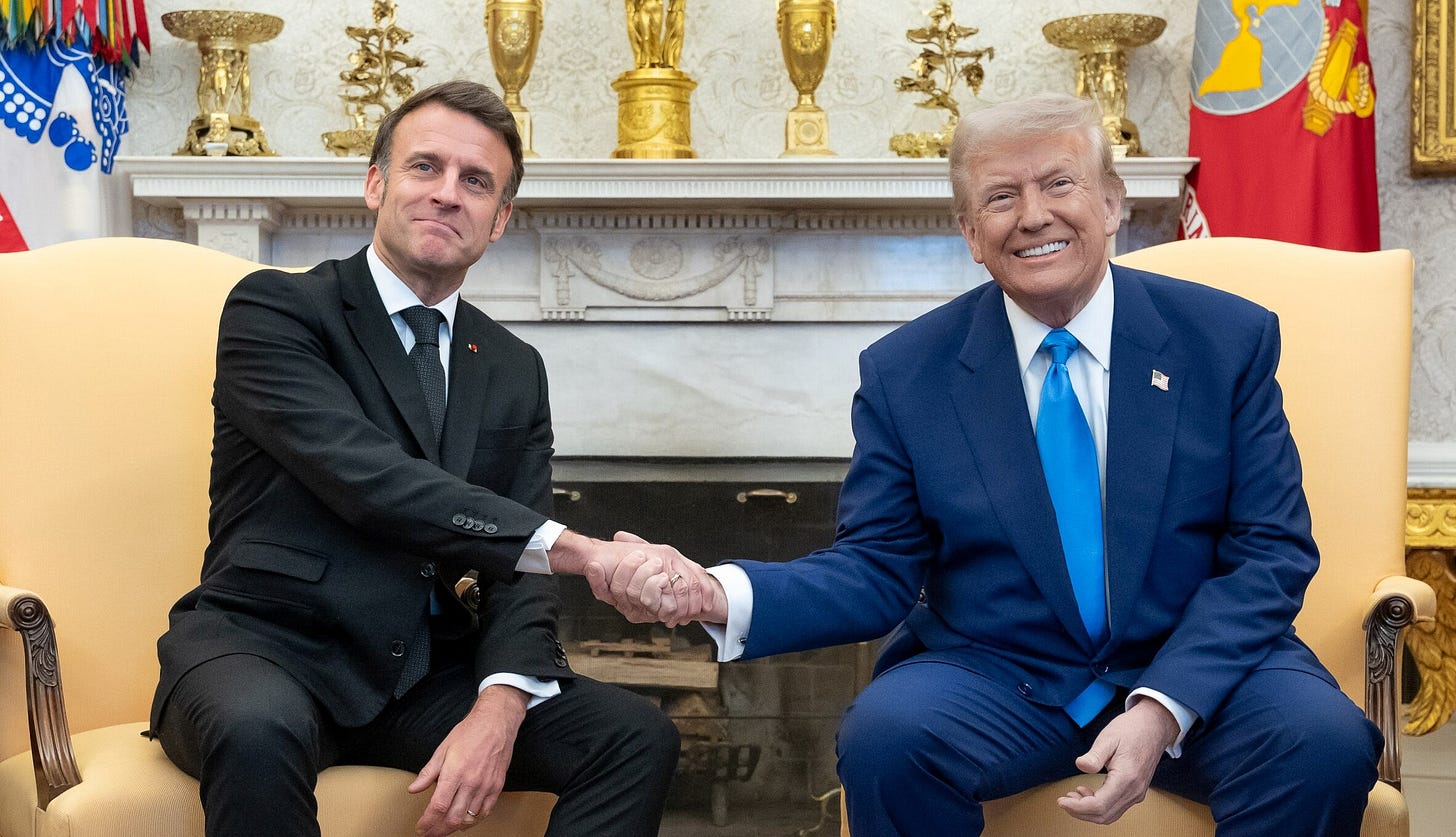 Emmanuel Macron and Donald Trump at the White House, 24 February 2025 Emmanuel Macron and Donald Trump at the White House, 24 February 2025