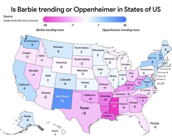 Does Your State Lean toward Barbie or Oppenheimer? - Neatorama
