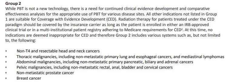 ASTRO Group 2 PBT guidelines