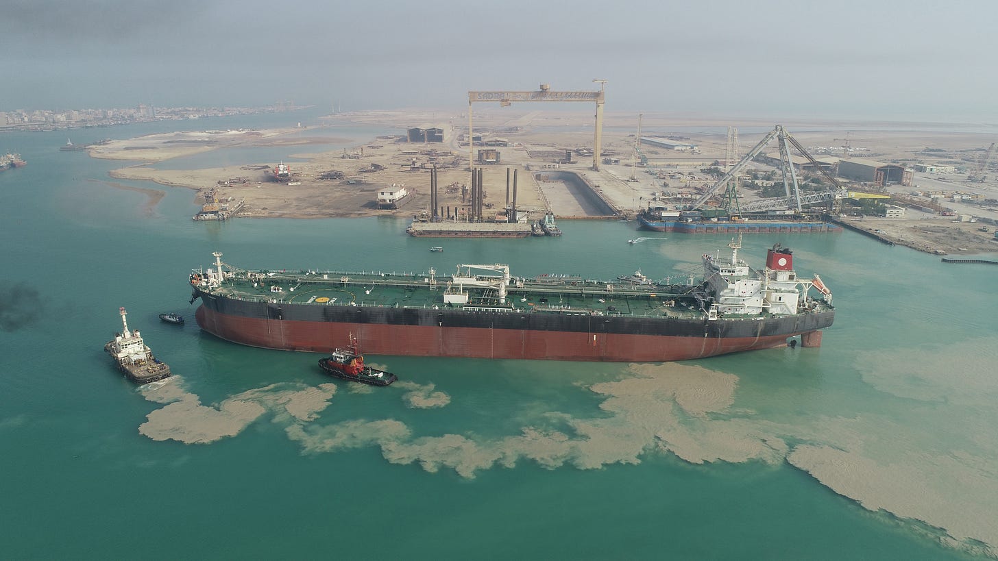 The second Aframax-sized oil tanker sold to Venezuela is seen in Bushehr coast