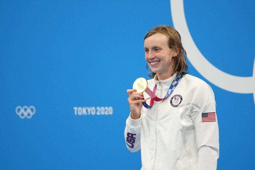 Katie Ledecky won her first gold medal of the Tokyo Games on Wednesday, dominating the 1,500-meter freestyle, just as she was expected to.