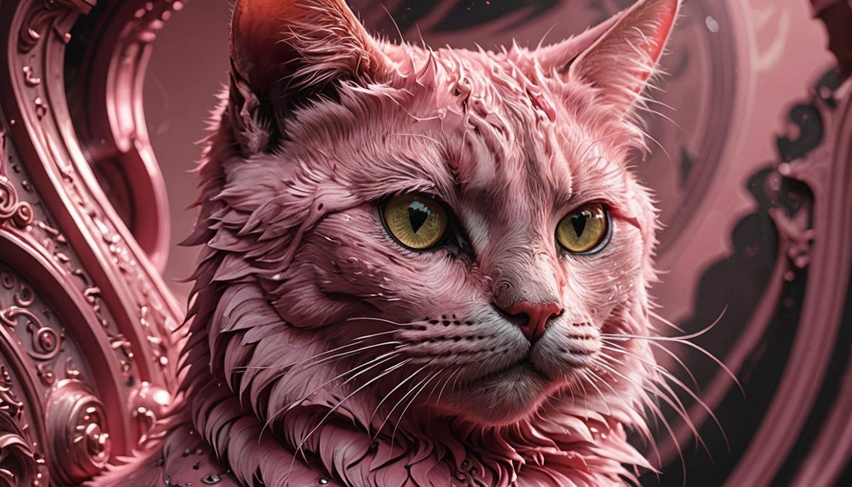 Pink cat close up