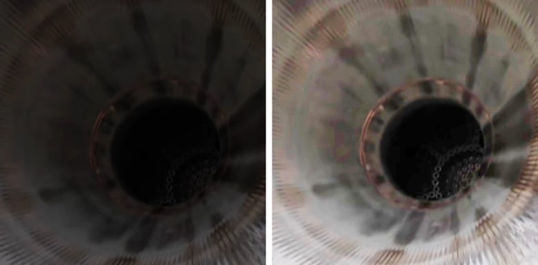 The inside of the TQ-15A, left is unmodified and right is brightness and light level enhanced.