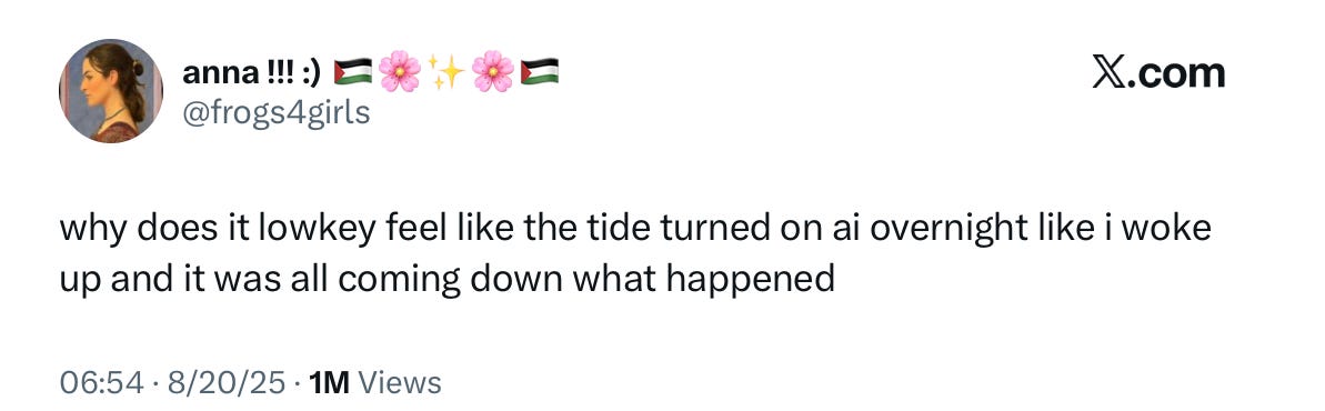 An influencer tweet about AI being underwhelming