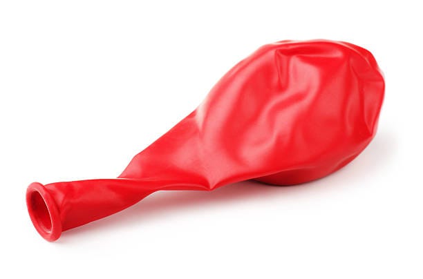 Deflated Red Rubber Balloon Stock Photo - Download Image Now - Balloon,  Deflated, Empty
