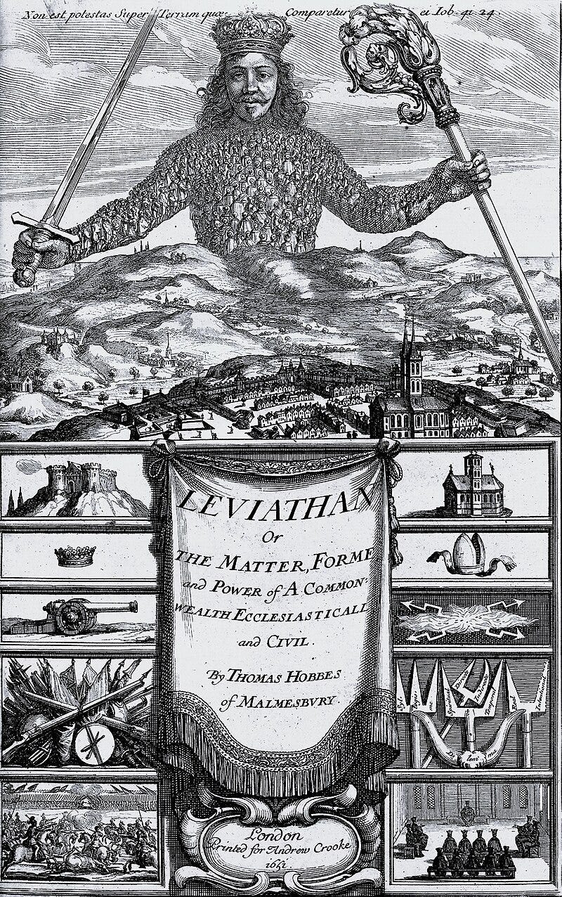 Frontispiece of Leviathan by Thomas Hobbes 