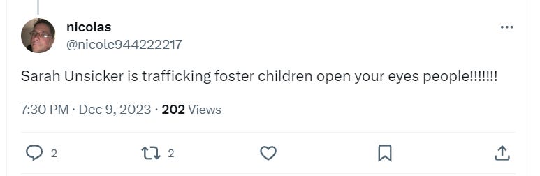 "Nicolas" says, Sarah Unsicker is trafficking foster children open your eyes people!!!!!!!