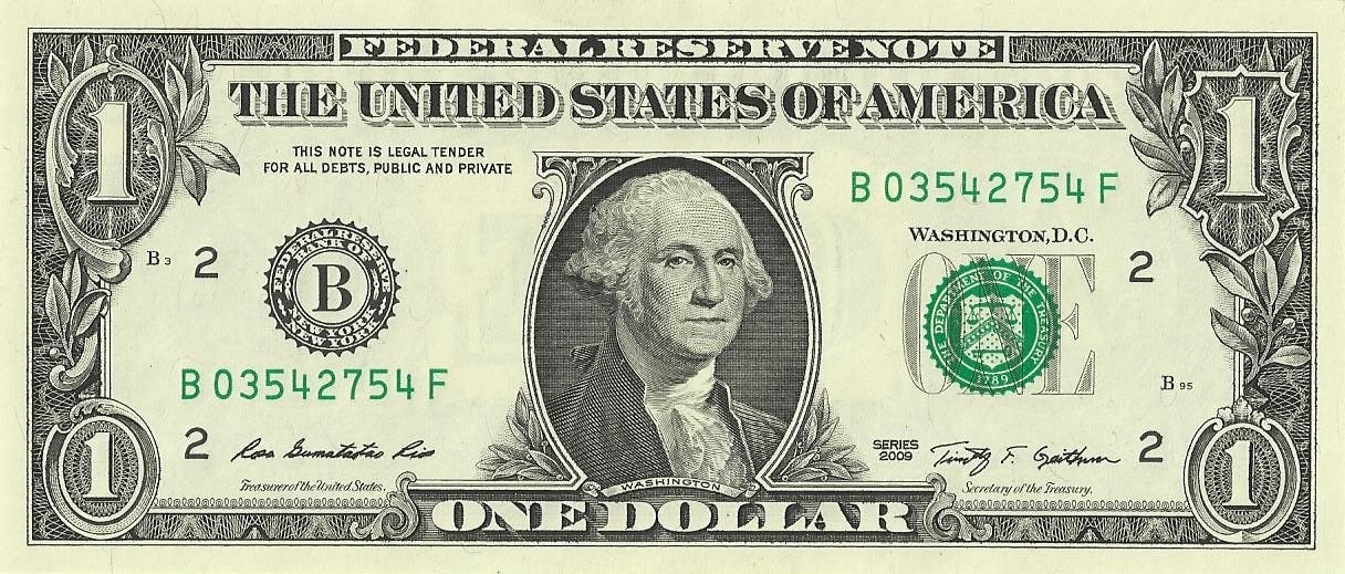 US one dollar bill, obverse, series 2009.jpg