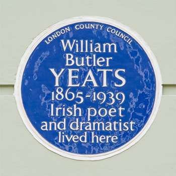 Blue plaque: William Butler Yeats, 1865-1939, Irish poet and dramatist, lived here