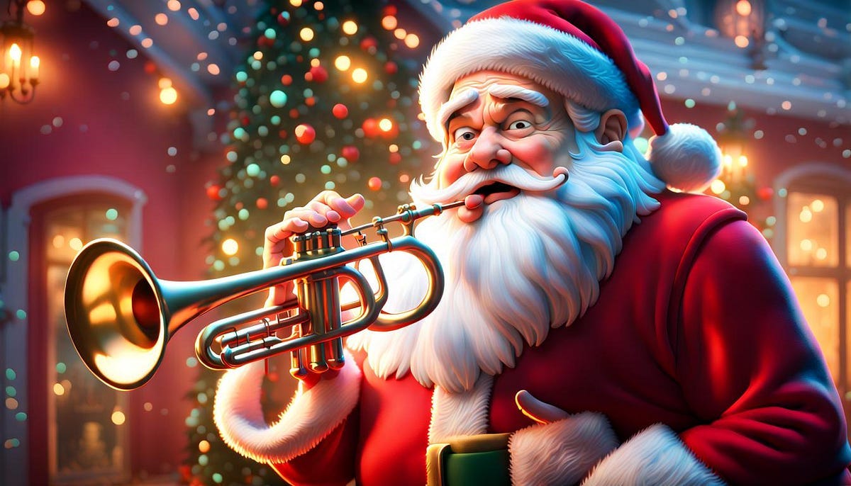 Santa blowing trumpet