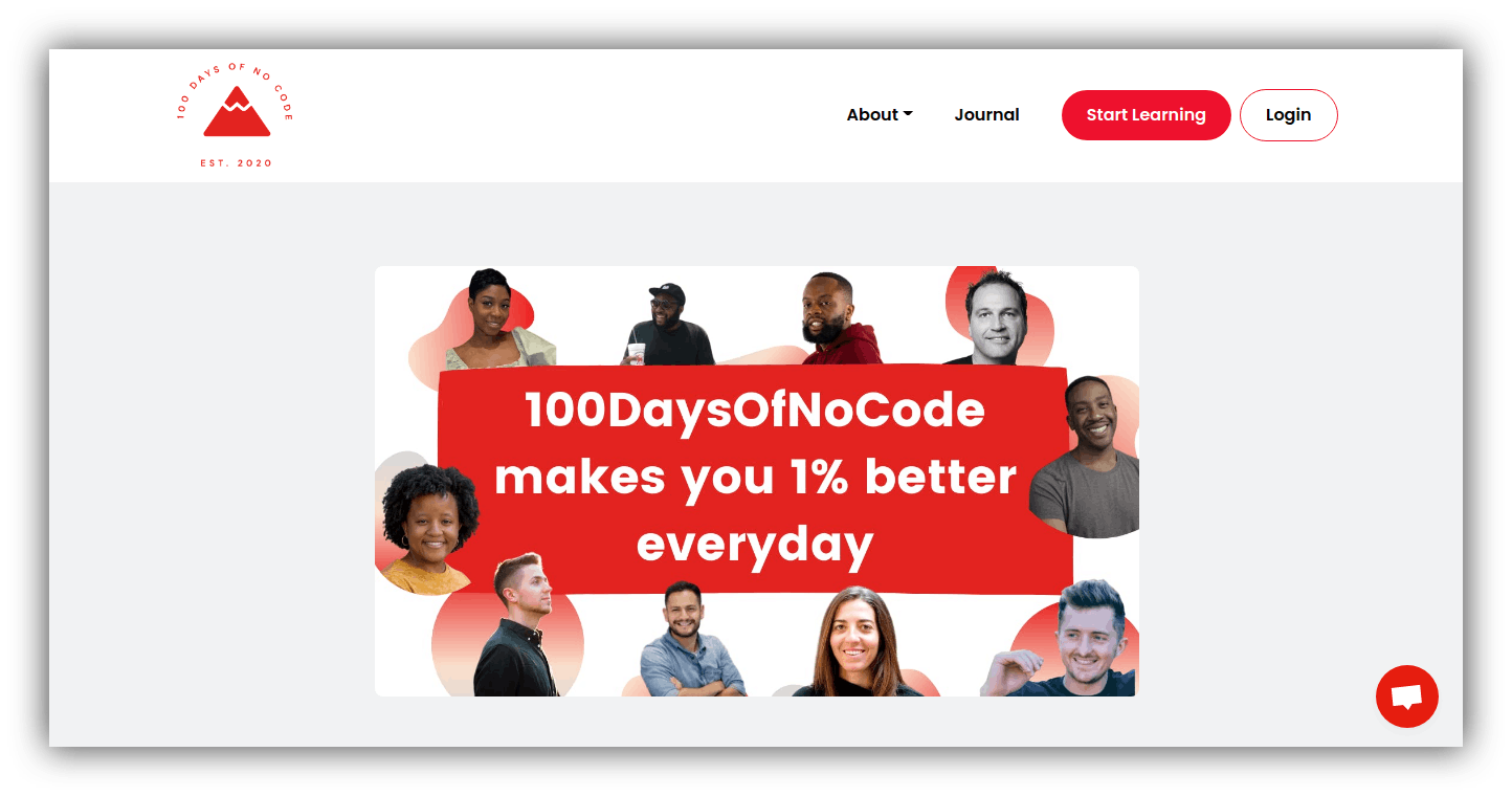 100DaysOfNoCode 網站示意
