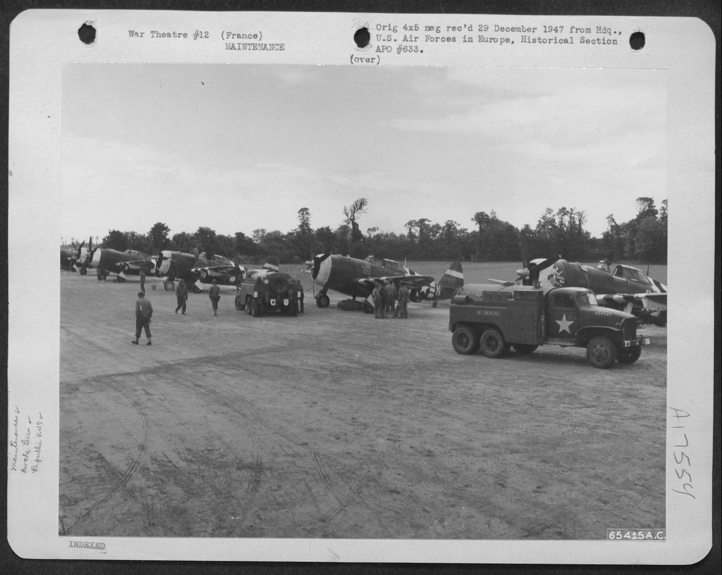 A Line Of Republic P-47S Is Refueled On An Emergency Landing Strip