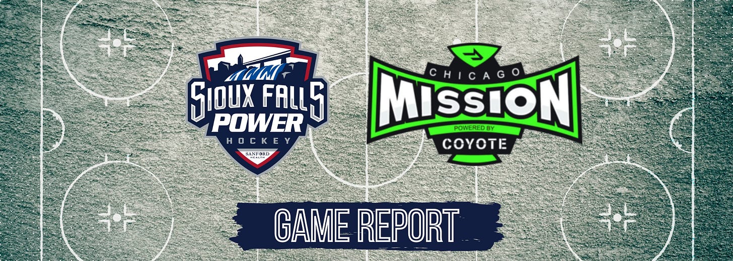 Game Report U18 Chicago Mission vs Sioux Falls Power