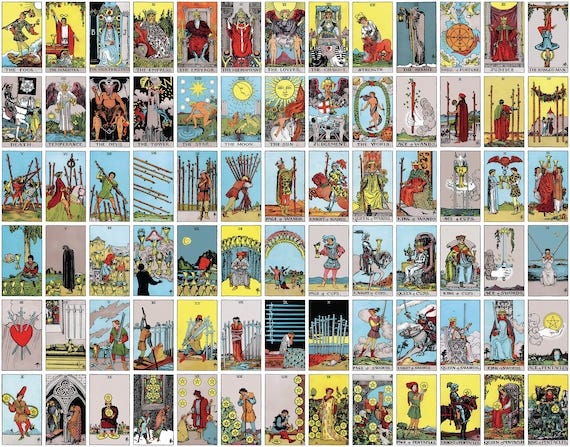 Complete Set Rider Waite Smith Tarot Card Deck High Resolution Image Bundle  Instant Download Printable Wall Art Collage Kit Digital - Etsy