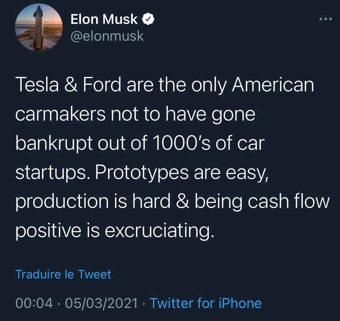 Prototypes are easy, production is hard & being cash flow positive is  excruciating : r/teslainvestorsclub