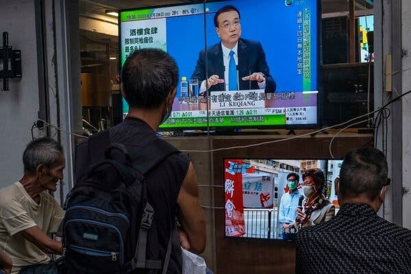 Mr. Li on a TV screen in 2020. Under Xi Jinping, he wielded less power than previous Chinese premiers.