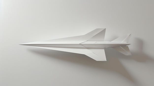 A white paper plane on a white background The plane is made of a single  sheet of paper and it is folded into a sleek aerodynamic shape | Premium  AI-generated image