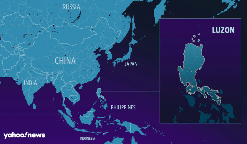 Map of Southeast Asia with the Philippines island of Luzon magnified