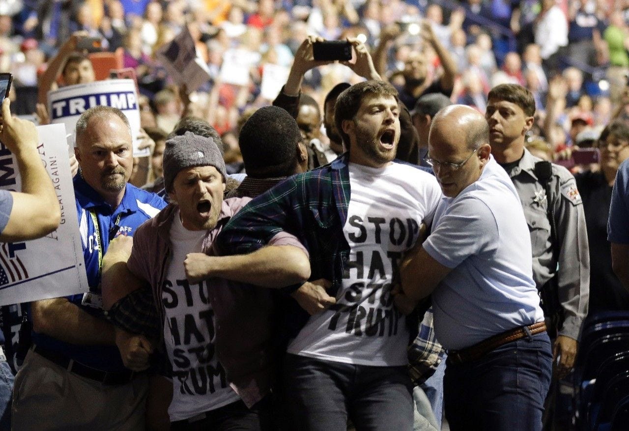 trump rally protestors