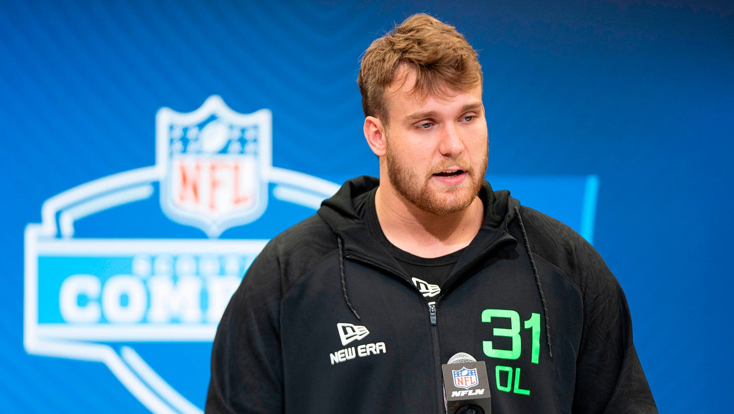 Wisconsin Badgers offensive lineman Jack Nelson at the 2025 NFL Combine