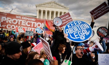 Annual March For Life Held In Washington, D.C.<br>WASHINGTON, DC - JANUARY 20: Abortion-rights supporters stage a counter protest during the 50th annual March for Life rally on the National Mall on January 20, 2023 in Washington, DC. Anti-abortion activists attended the annual march to mark the first to occur in a “post-Roe nation” since the Supreme Court's Dobbs vs Jackson Women's Health ruling which overturned 50 years of federal protections for abortion healthcare. (Photo by Chip Somodevilla/Getty Images)