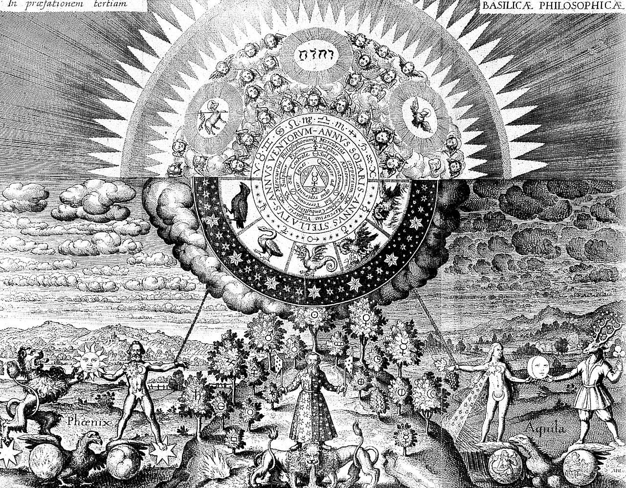 Alchemical illustration in the "Basilica Philosophica" section of Opus Medico-Chymicum, page 273