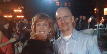 Me and Kathy Griffin while researching one of the hundreds of articles I wrote for AfterElton.com.