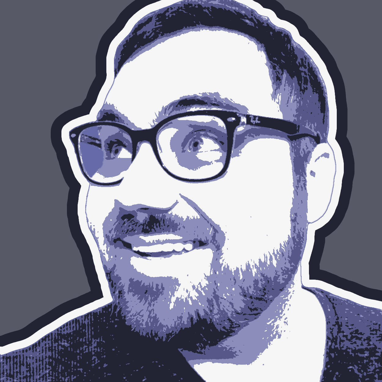 A stylized photo of Ryan Gilliam, from his author profile on BigFriendly.Guide