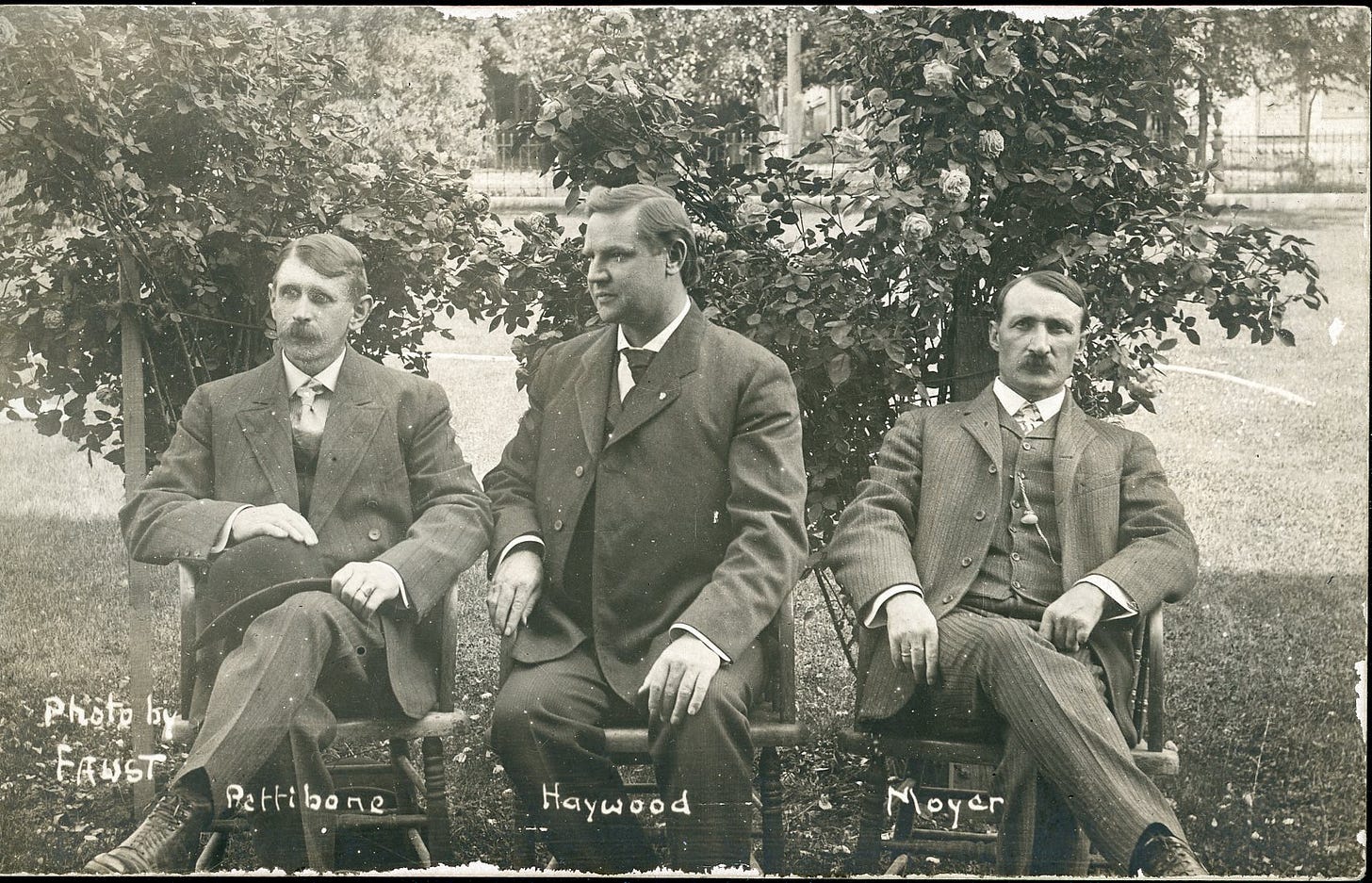 The men were accused of blowing up Bunker Hill Mine and murdering Gov. Steunenberg; they were defended by Clarence Darrow.