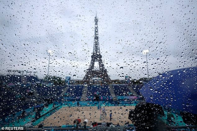 Olympic venues throughout Paris suffered heavy rain on Saturday