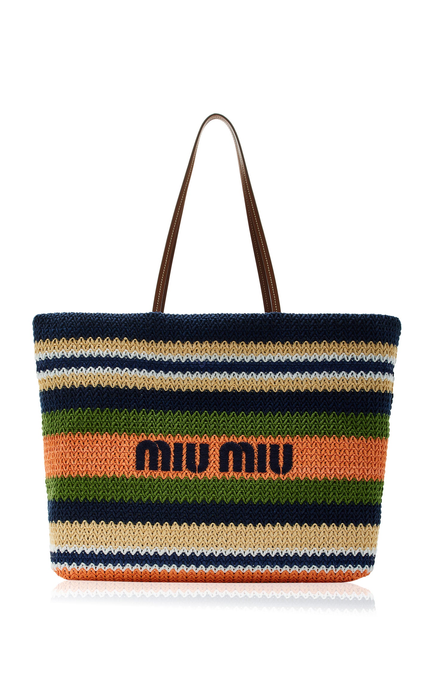 Striped Raffia Tote Bag
