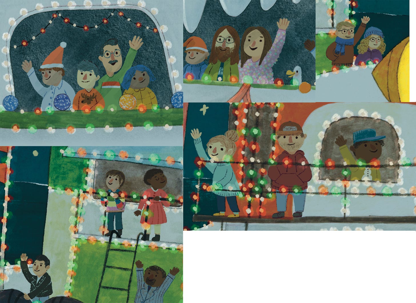 friends and family illustrated by Kayla Stark for Christmas Ahoy