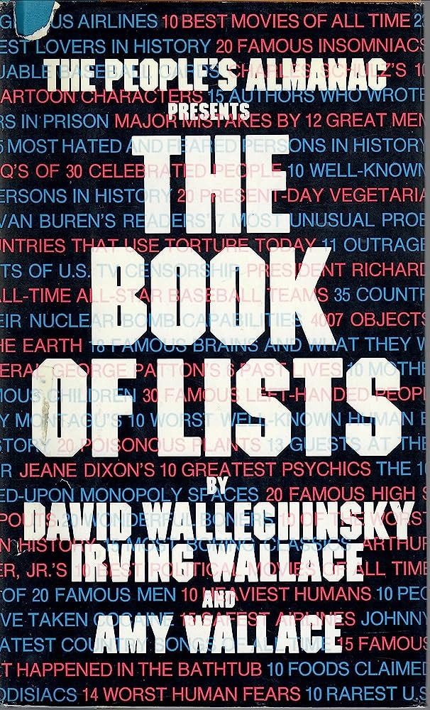 The People's Almanac Presents the Book of Lists: David Wallechinsky, Irving  Wallace, Amy Wallace: 9780688031831: Amazon.com: Books