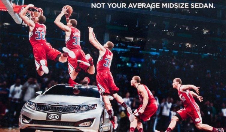 blake griffin not happy about jumping over kia optima 2016