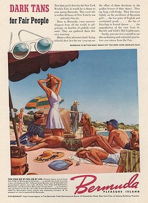 ORIG VINTAGE MAGAZINE AD/ 1940 BERMUDA TOURISM ADillustrator- James  Williamson