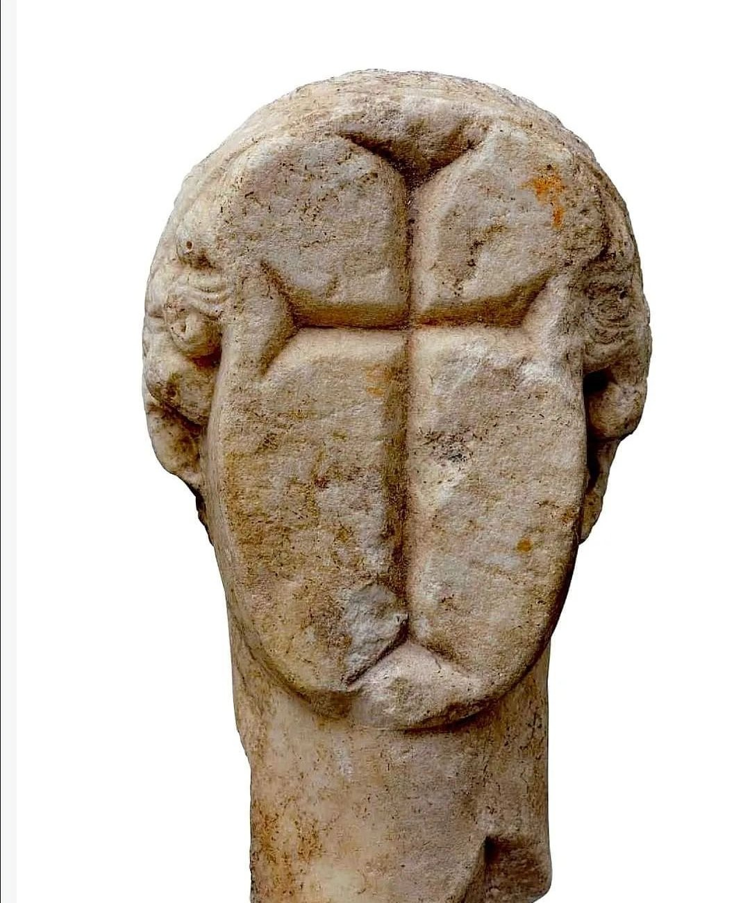 Archaeo - Histories on X: "A Hellenic or Roman Marble Statue Face (2nd-1st  Century BC), of a goddess defaced with a Christian cross during the Late  Antique Period. The cross was carved