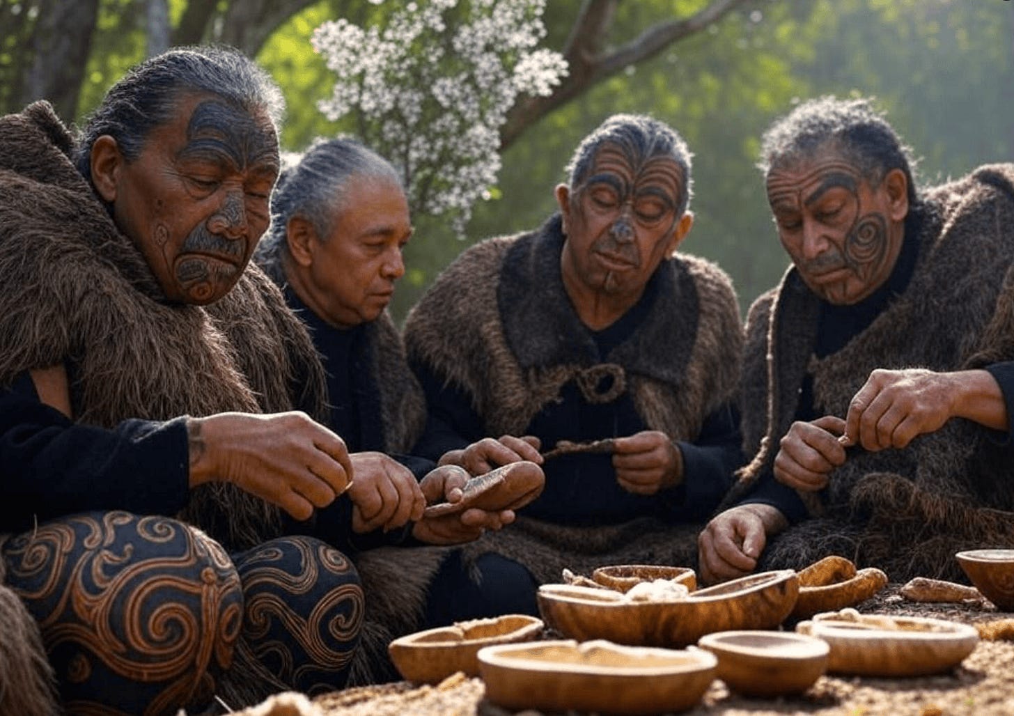 A group of men wearing black and brown clothing

Description automatically generated