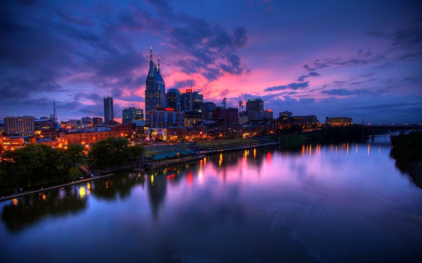 Download Sunset Night City Tennessee Man Made Nashville HD Wallpaper