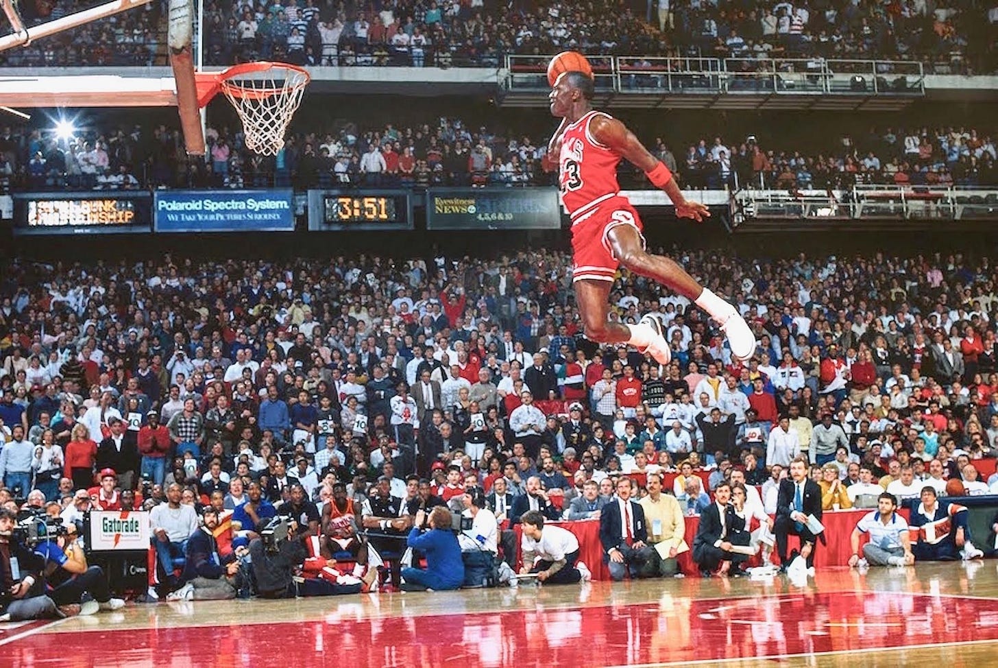 Watch: Throwback to when Michael Jordan dominated the dunk contest,  including his iconic slam from the free-throw line, 35 years ago today