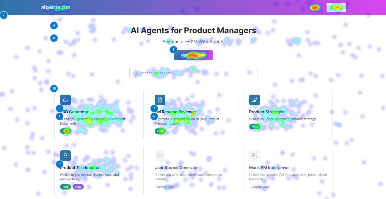 An example heatmap after injecting Microsoft Clarity into a Lovable project