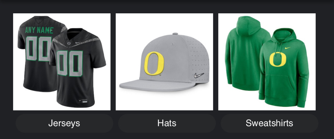 Oregon Ducks fan gear available at FansEdge, featuring Ducks  jerseys, hats, hoodies, and accessories for Oregon football fans.