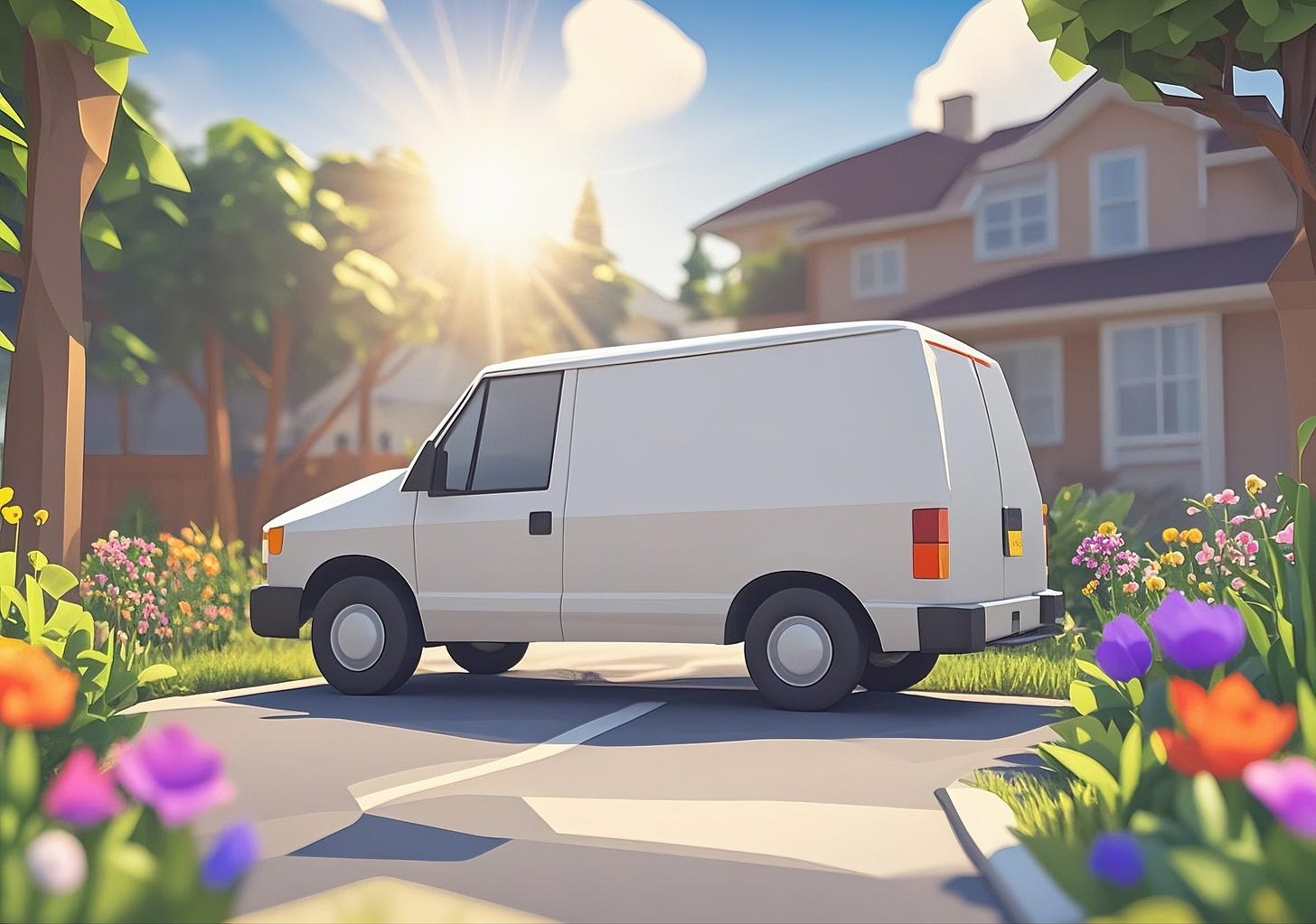 moving van in suburbs