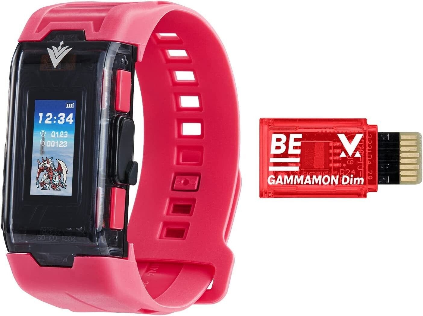 The basic BE bundle containing a red/pink bracelet with a Gammamon BE Memory