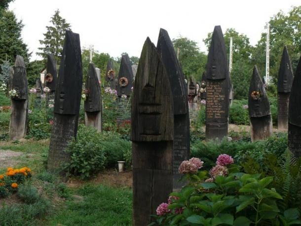 Boat Grave Markers At Szatmárcseke Cemetery