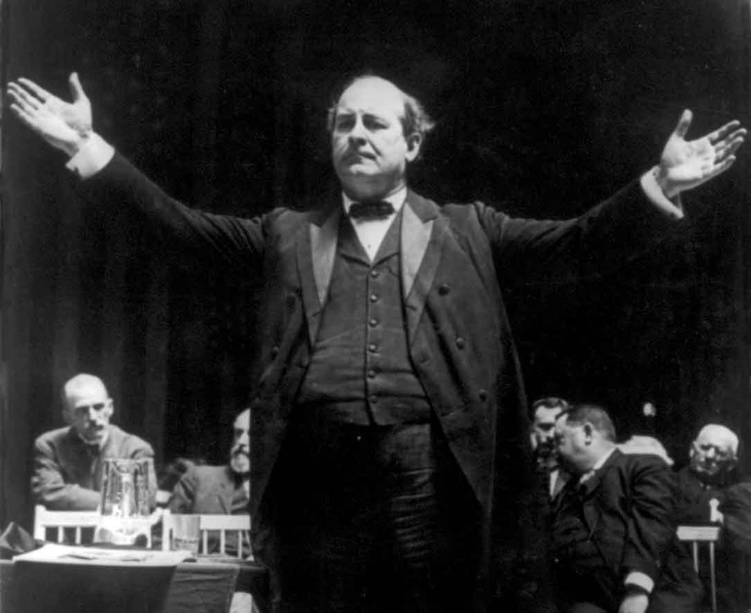 William Jennings Bryan with arms outstretched